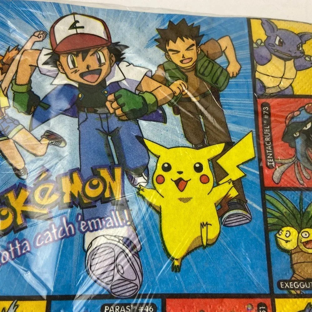 Vintage Pokemon Pikachu 16-count Kids Party Collectible Napkins